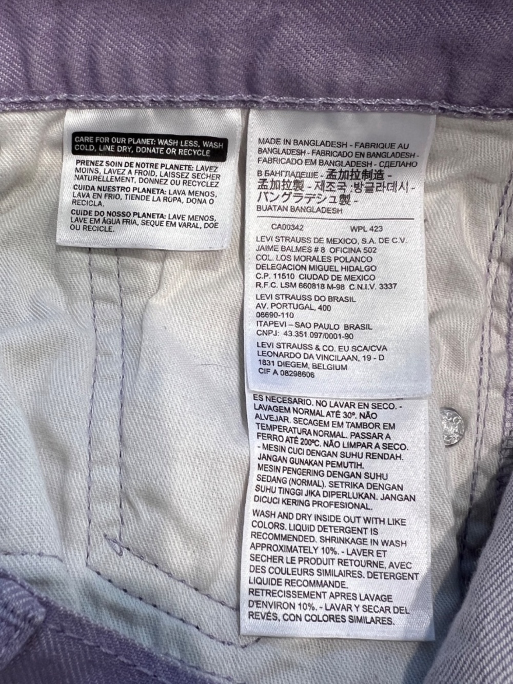 Levis 501 Womens Lavender Purple Denim Shorts Size 26 Mid Rise Pastel Cuffed Y2K - Picture 5 of 13